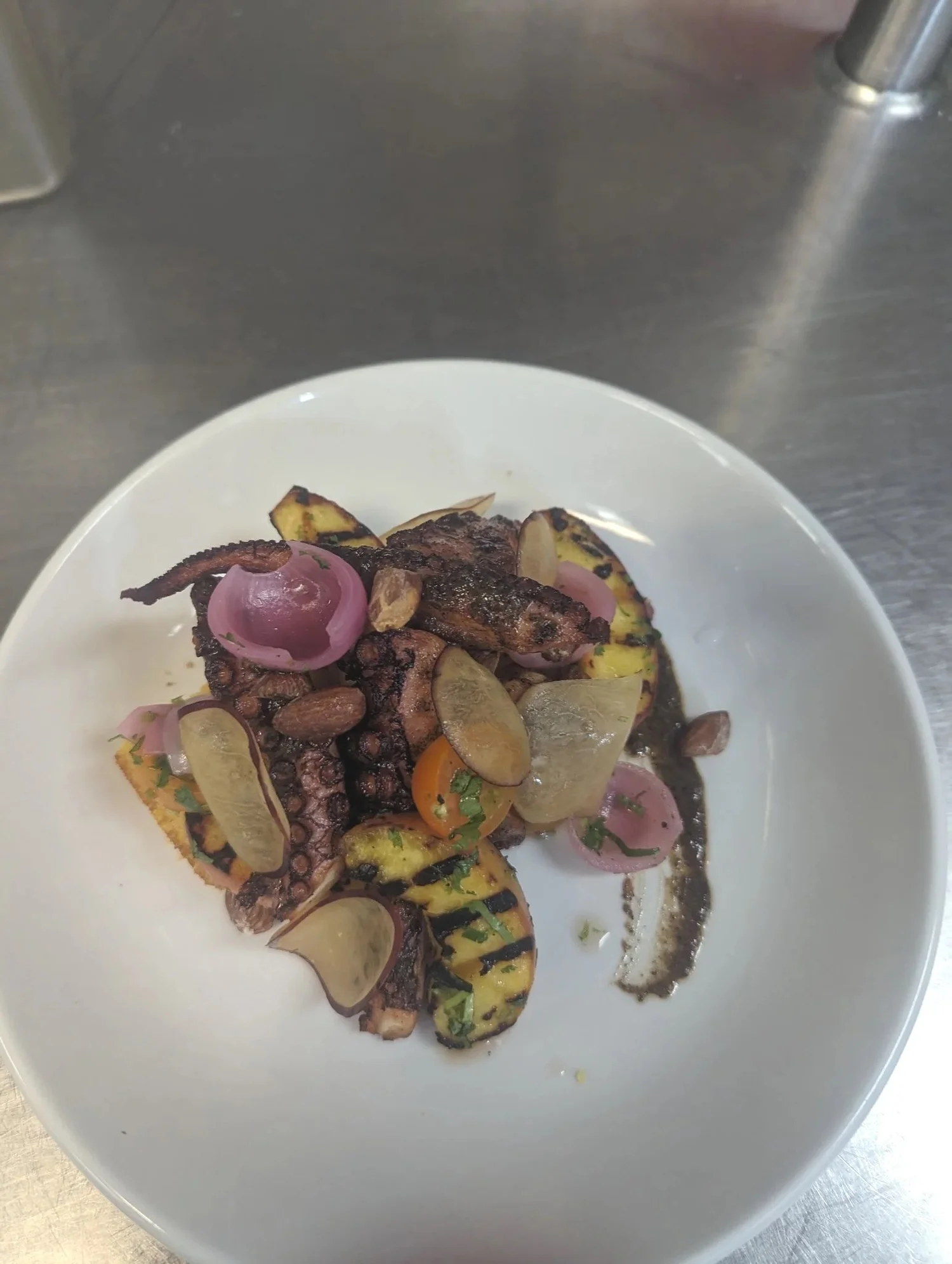 Octopus and Grilled Peaches