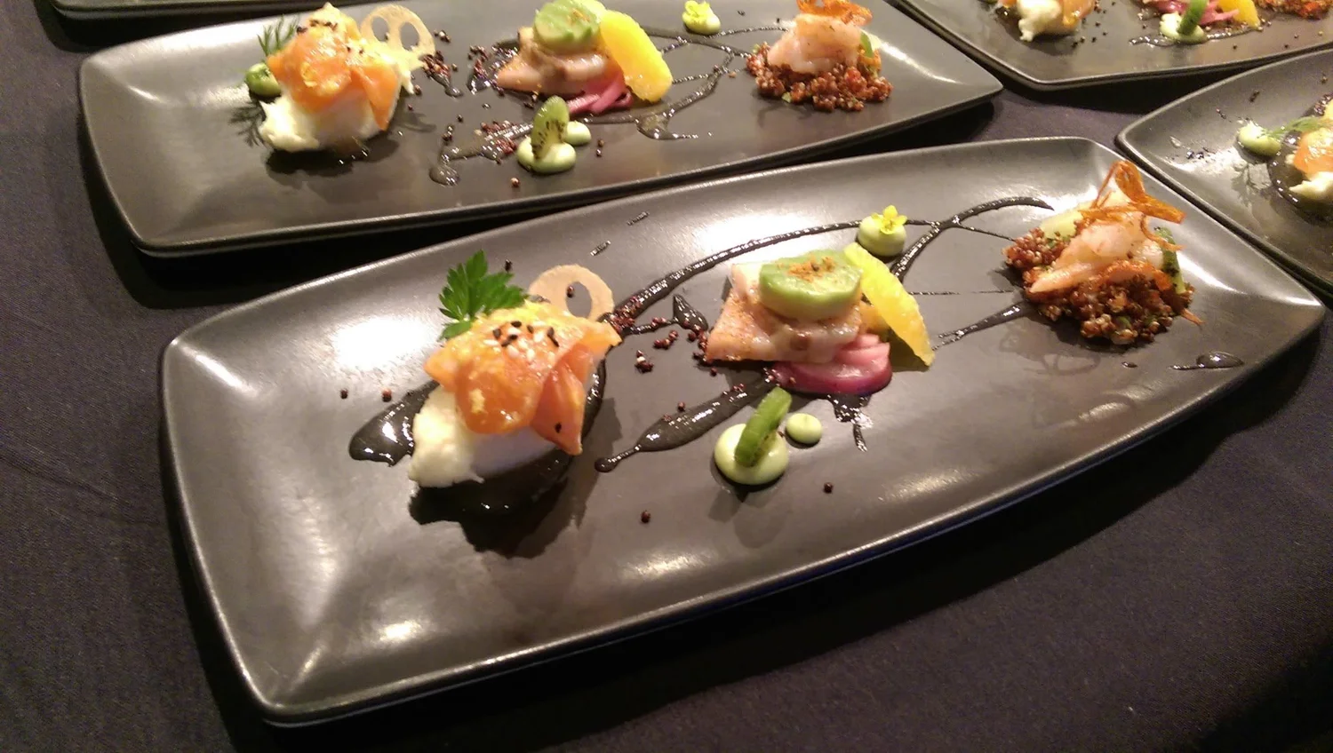 Plated canapés for a corporate event